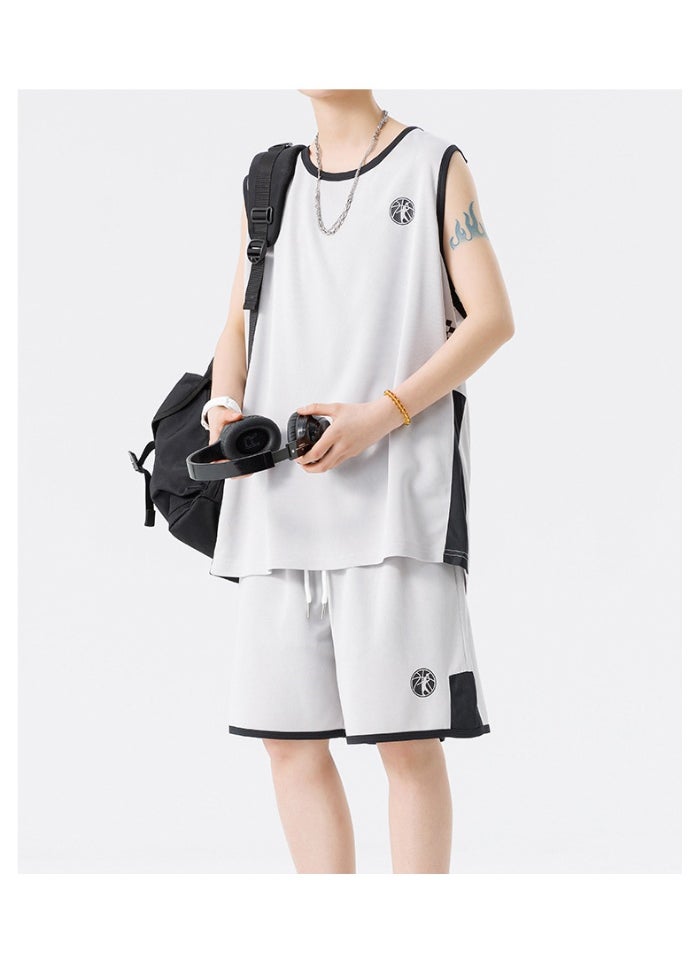 KUYING Ice Silk Quick Drying Sleeveless Vest Shorts Two-Piece Set  - Image 5