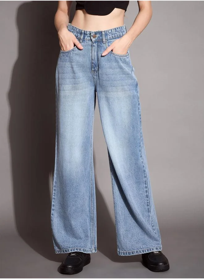 SASSAFRAS High Rise Wide Leg Jeans by Styli