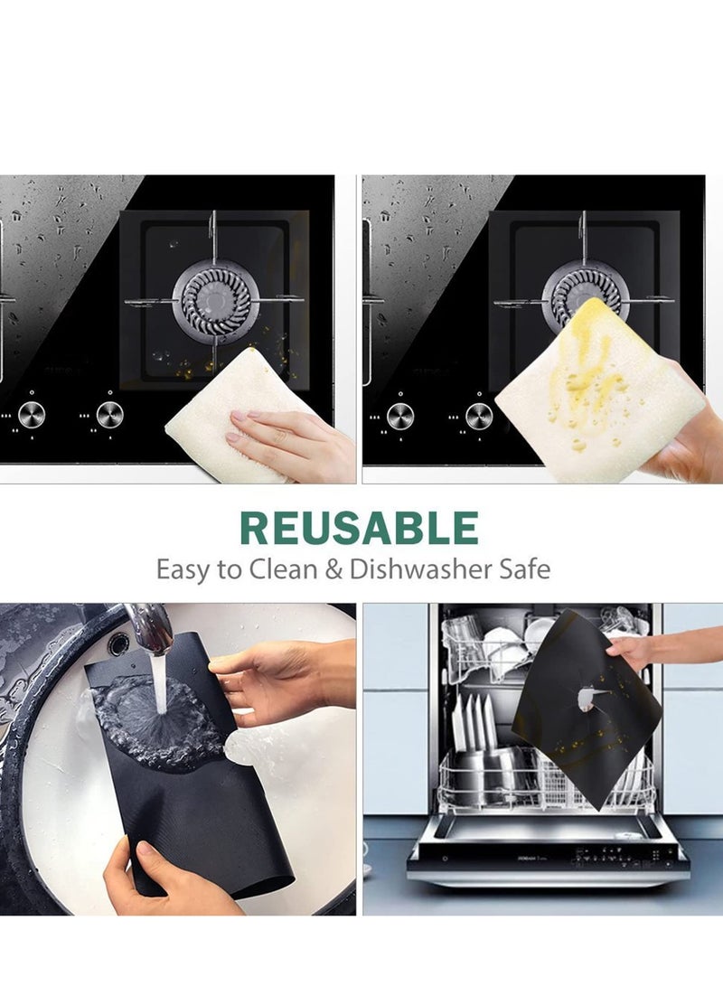 Barakah Stove Burner Covers, Gas Covers 2 Pack, Double Thickness Reusable Non-Stick Heat-Resistant Range Protectors, Cuttable Stovetop Liners for Kitchen and Easy to Clean, (Black) - Image 3