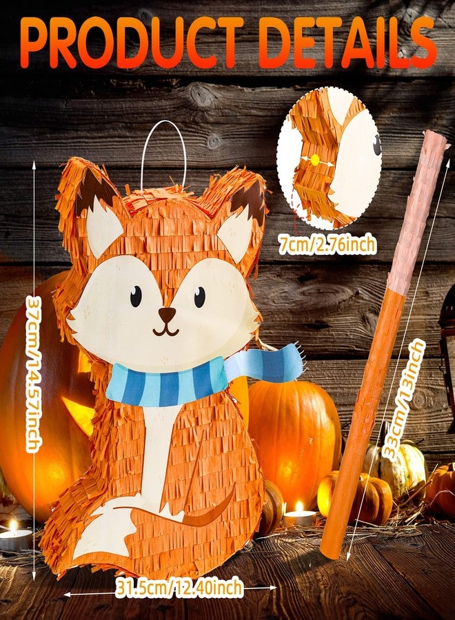 Jerify Fox Piñata Autumn Fall Piñata Thanksgiving Party with a Blindfold and Bat and Confetti for Autumn Thanksgiving Decor Photo Prop Party Game - Image 4