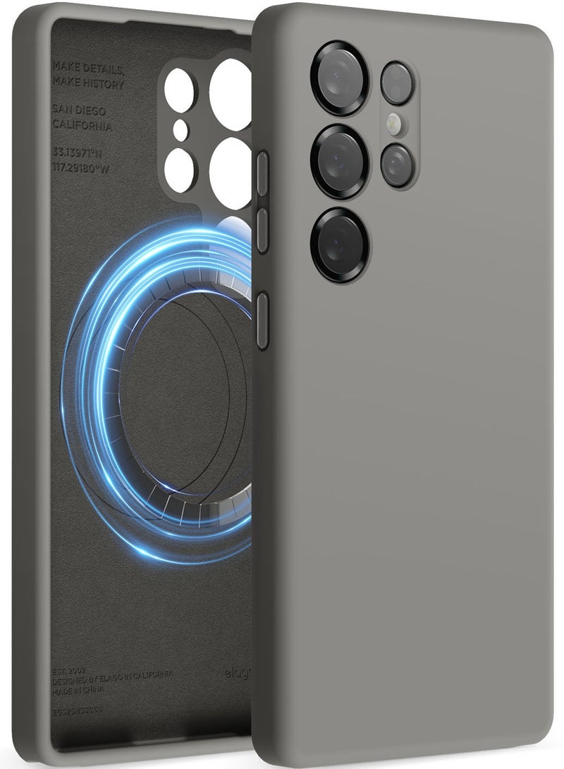 Elago Magnetic Liquid Silicone for Samsung Galaxy S25 Ultra Case Cover Compatible with MagSafe Shockproof - Medium Grey - Image 1