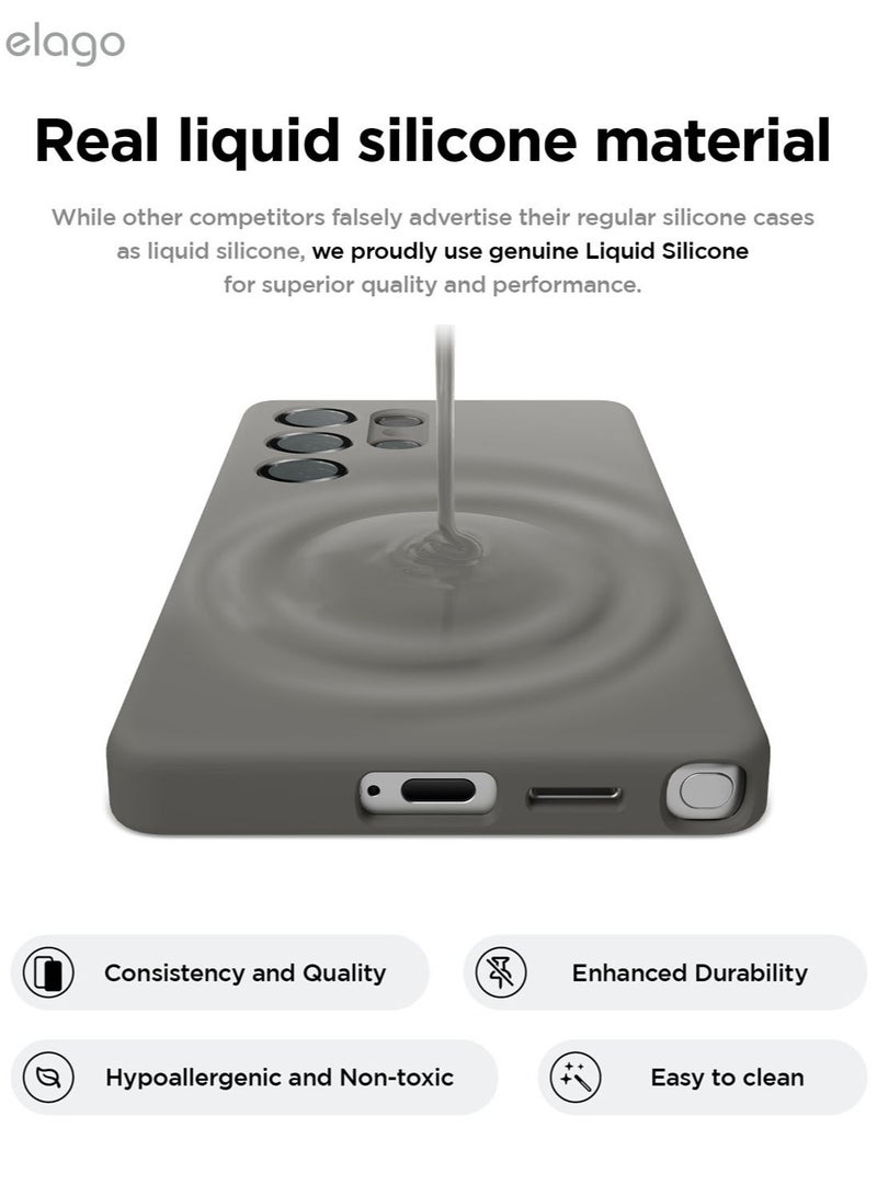 Elago Magnetic Liquid Silicone for Samsung Galaxy S25 Ultra Case Cover Compatible with MagSafe Shockproof - Medium Grey - Image 5