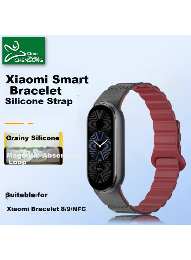 Chensong Compatible With Xiaomi Band 10/9/8/nfc Version Strap, Textured Silicone Magnetic Reversible Band, Uni Sports Wristband - Image 1