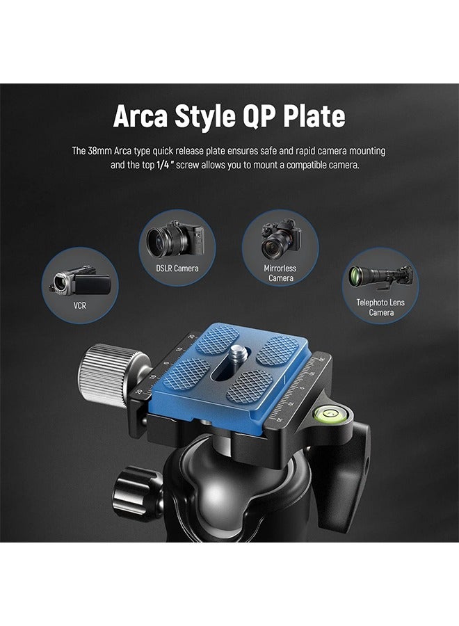 NEEWER GM36 Low Profile Camera Tripod Ball Head, 36mm Metal Panorama Ball Head Compatible with Arca 1/4” Quick Release Plate for Tripod Monopod Slider DSLR, TL283 Camera Desk Mount Included - Image 3