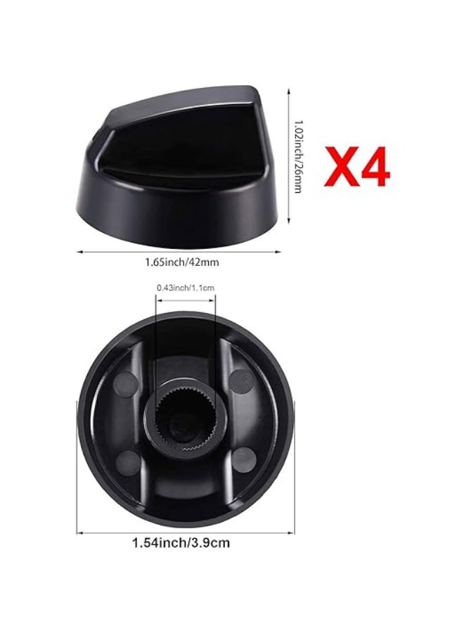4Pack Control Knobs Replacement with 12 Adapters for Oven Stove Heaters D-Shape Universal Knob Ignition Rotary Switch Cooking Stove Repair Accessories - Image 2
