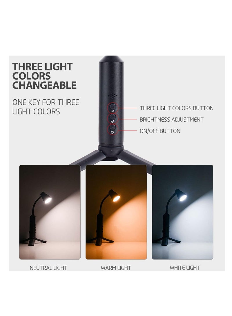 مصباح مكتب LED بقاعدة ثلاثية القوائم، رأس وذراع مرنان، ثلاثة درجات حرارة ألوان قابلة للتعديل، قابلة لإعادة الشحن عبر USB، مصباح قراءة مريح للعين. - Image 4