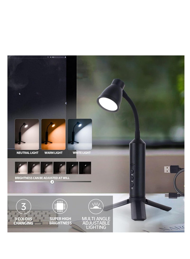 مصباح مكتب LED بقاعدة ثلاثية القوائم، رأس وذراع مرنان، ثلاثة درجات حرارة ألوان قابلة للتعديل، قابلة لإعادة الشحن عبر USB، مصباح قراءة مريح للعين. - Image 5