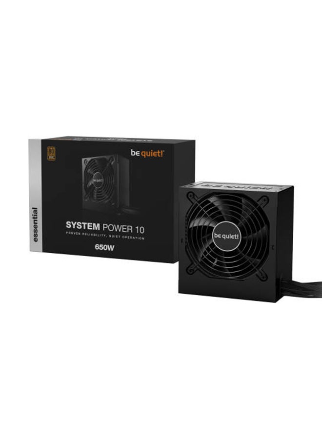 be quiet! System Power 10 Non-Modular Power Supply, 650W Power, 80 Plus Bronze Efficiency, 120mm Fan, DC-to-DC Technology, Active PFC, Sleeve Bearing Fan, 4-Pole Fan Motor, Black | BN328 - Image 1