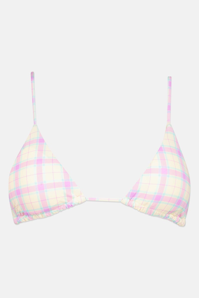 Bershka بلوزة بيكيني مبطنة للنساء، مزخرفة بمربعات، متعددة الألوان - Image 2