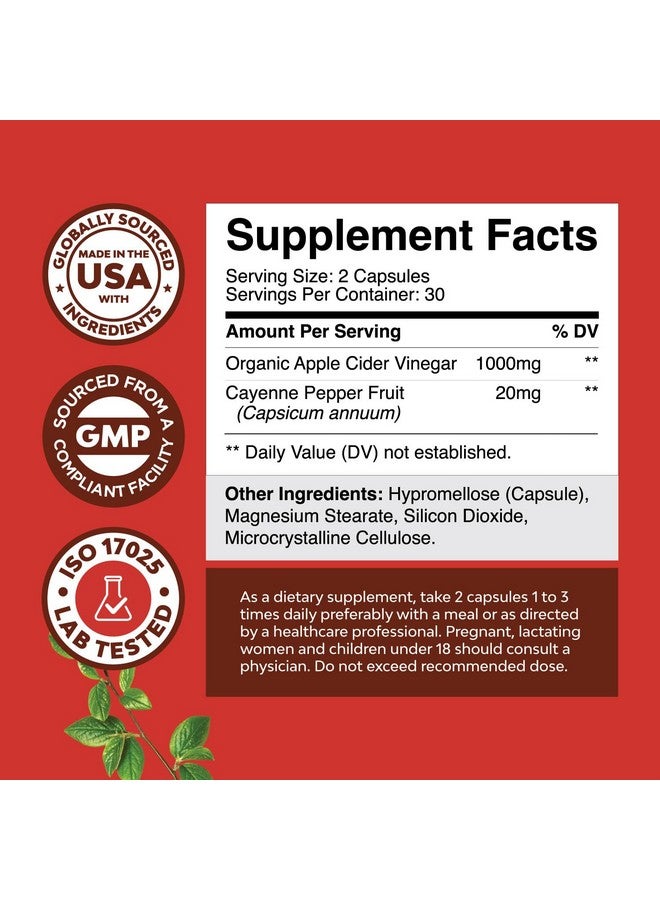 Natures Craft Potent Apple Cider Vinegar Capsules - ACV Pills Nutritional Supplements for Digestive Health with Natural Cleansing and Size Reducing Formula for Women and Men Designed to Help You Reach Your Goal - Image 2