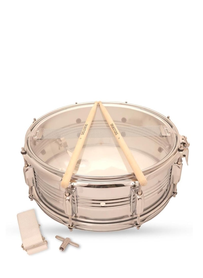 AJ Music - Steel Snare Drum, 14 inch (35.56 cm) Diameter - Image 1
