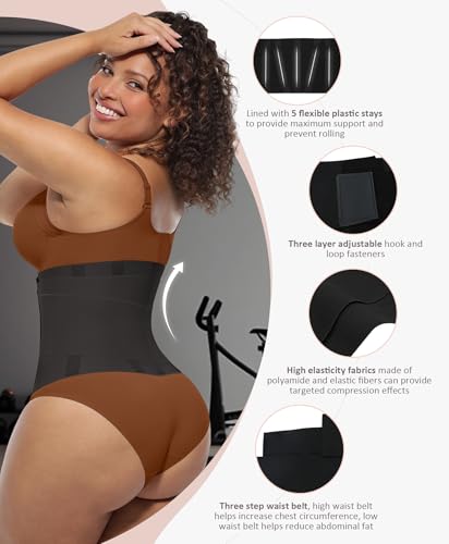 FeelinGirl Workout Waist Trainer Underbust Corsets Cincher Belt Hourglass Corset Body Shaper for Women Black L - Image 2