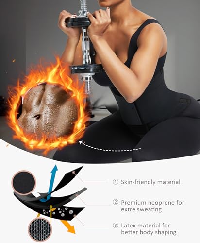 FeelinGirl Workout Waist Trainer Underbust Corsets Cincher Belt Hourglass Corset Body Shaper for Women Black L - Image 3