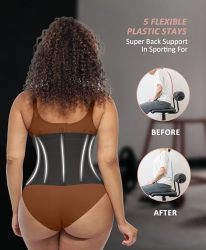 FeelinGirl Workout Waist Trainer Underbust Corsets Cincher Belt Hourglass Corset Body Shaper for Women Black L - Image 4