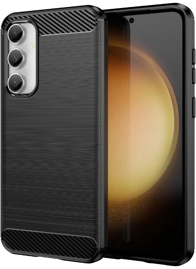 RUGGED SHIELD Samsung Galaxy S23 FE Case with Brushed Carbon Fiber Texture, Fashion Shock-Absorption Anti-Drop Flexible TPU Bumper Soft Rubber Protective Phone Case Cove for Samsung Galaxy S23 FE 2023, Black  - Image 2
