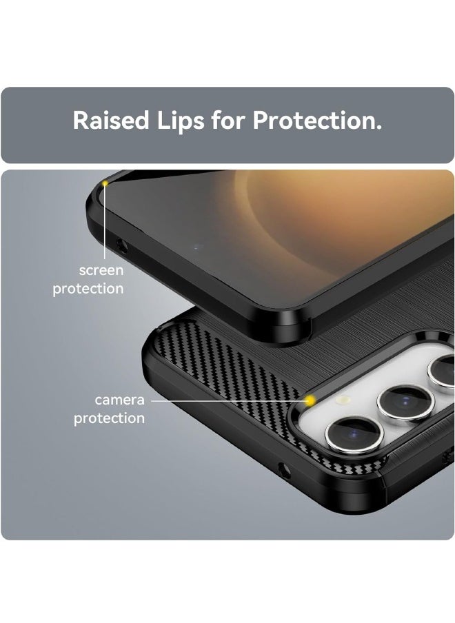 RUGGED SHIELD Samsung Galaxy S23 FE Case with Brushed Carbon Fiber Texture, Fashion Shock-Absorption Anti-Drop Flexible TPU Bumper Soft Rubber Protective Phone Case Cove for Samsung Galaxy S23 FE 2023, Black  - Image 4