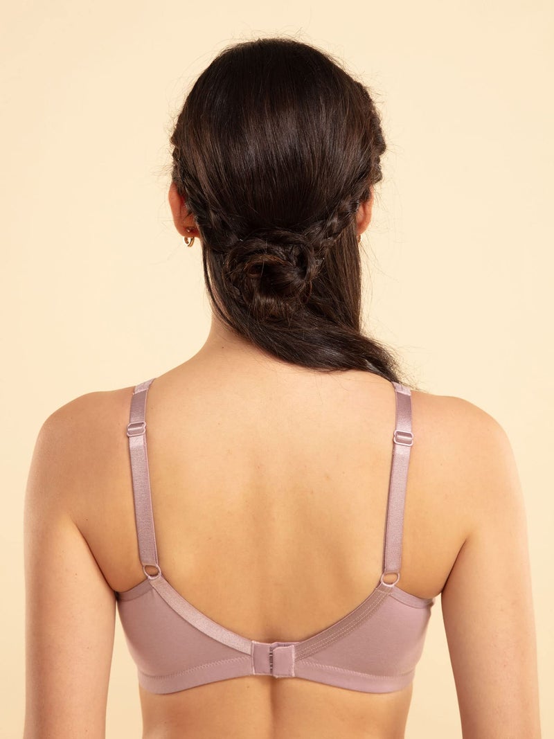 NYKD Everyday Cotton Bra for Women - Encircled with Love | Non-Padded | Wirefree | Full Coverage with Side Support Shaper (NYB169) Elderberry, 32C, 1N - Image 3