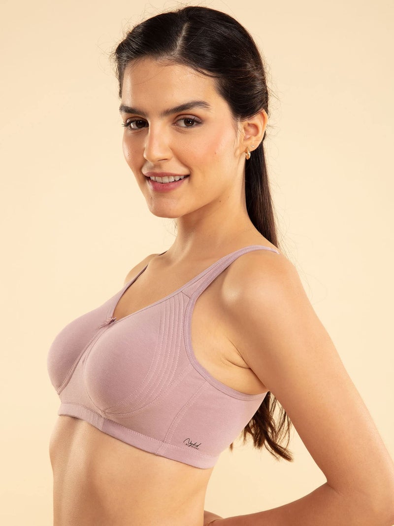 NYKD Everyday Cotton Bra for Women - Encircled with Love | Non-Padded | Wirefree | Full Coverage with Side Support Shaper (NYB169) Elderberry, 32C, 1N - Image 4