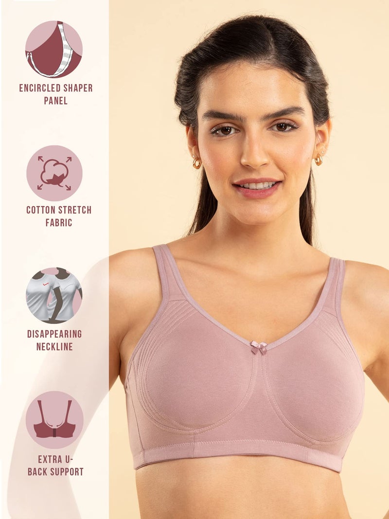 NYKD Everyday Cotton Bra for Women - Encircled with Love | Non-Padded | Wirefree | Full Coverage with Side Support Shaper (NYB169) Elderberry, 32C, 1N - Image 2