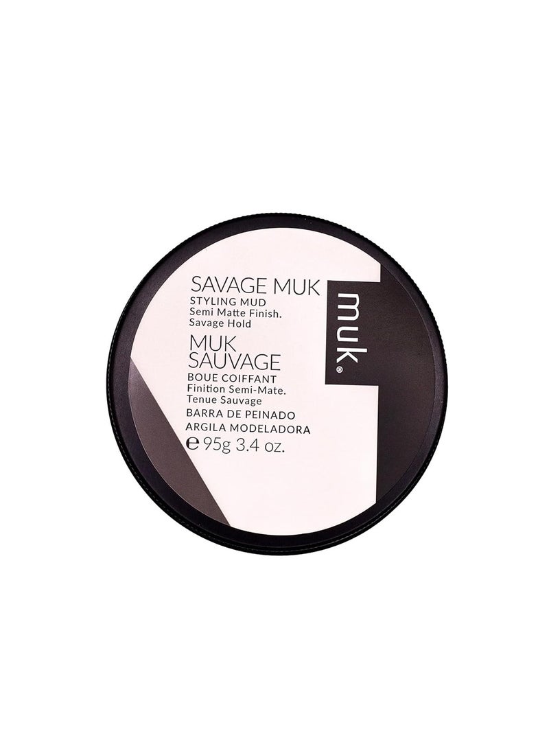 MUK. MUK. Haircare Savage Semi Matte Styling Mud, Hair Product, Hair Paste for Men, Strong Hold, Low Shine - 3.4oz - Image 1