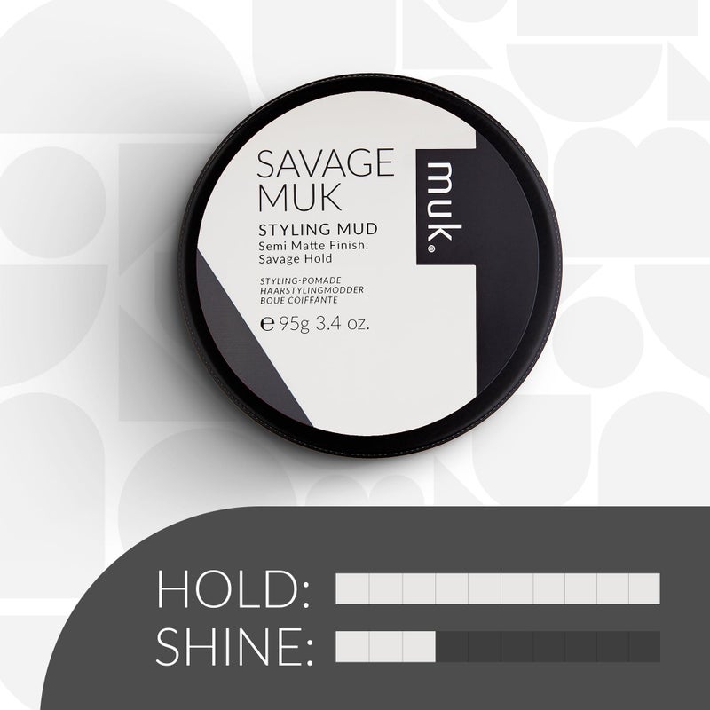 MUK. Savage Hair Styling Mud for Medium to Coarse Hair - Semi Matte Flexible Hold with Humidity Resistance. Water Soluble Hair Mud for Texture, Volume & Extreme Styling Mud. Never Flakes, 95g - Image 3