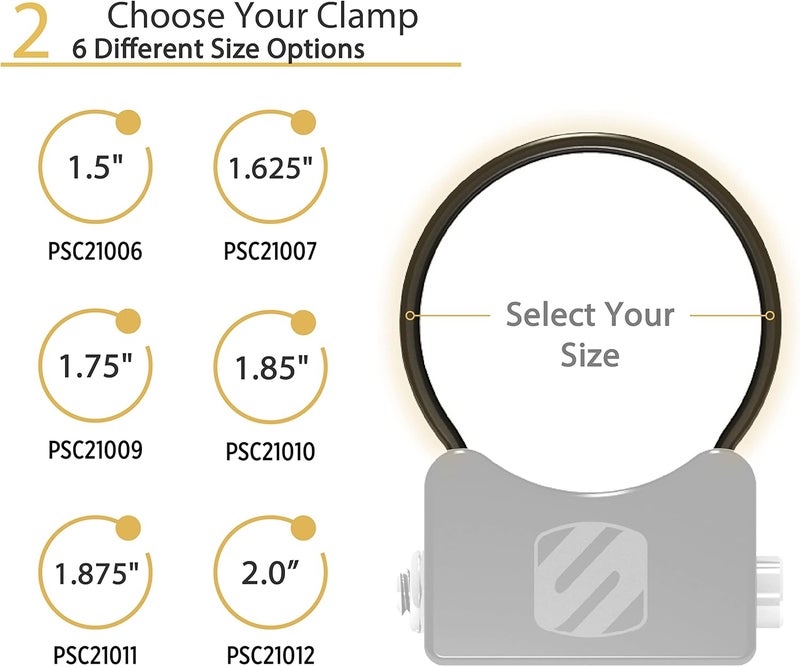 SCOSCHE PSM21009-20 BaseClamp 9” Panoramic View Mirror with 2.0” Tube Clamp for ATV's UTV's and Side x Sides - Image 5