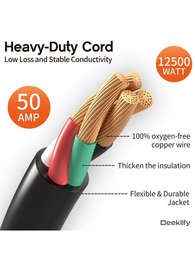 Deeklify 25FT 50 Amp Generator Cord, NEMA 14-50P/SS2-50R Heavy-Duty 4 Conductors Cable, Pure Copper STW RV Extension Cord, Female Plug with Twist Lock, Suitable for RV or Camper, ETL Listed - Image 4
