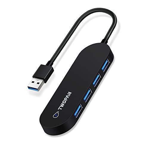 TWOPAN 4-Port USB 3.0 Hub, Ultra Slim USB Multiport Adapter for Laptop, Desktop, Mac, Surface Pro, XPS, Mouse, Keyboard, Flash Drive, U Disk, Printer - Plug and Play, High-Speed Data Transfer - Image 1
