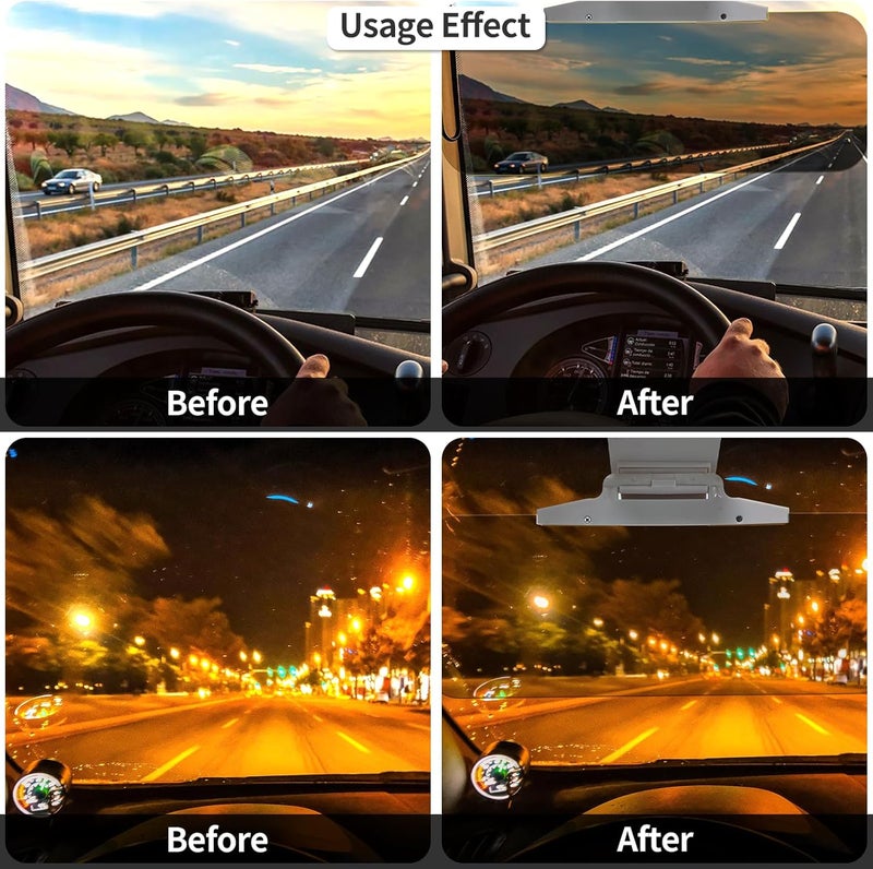 Gute 2 in 1 Universal Day and Night Anti-Glare Visor Extender, Sun Visor Blocker, Night Vision Anti-Dazzle Windshield Driving Visor, UV-Filtering Eye Protector for SUV - Image 2
