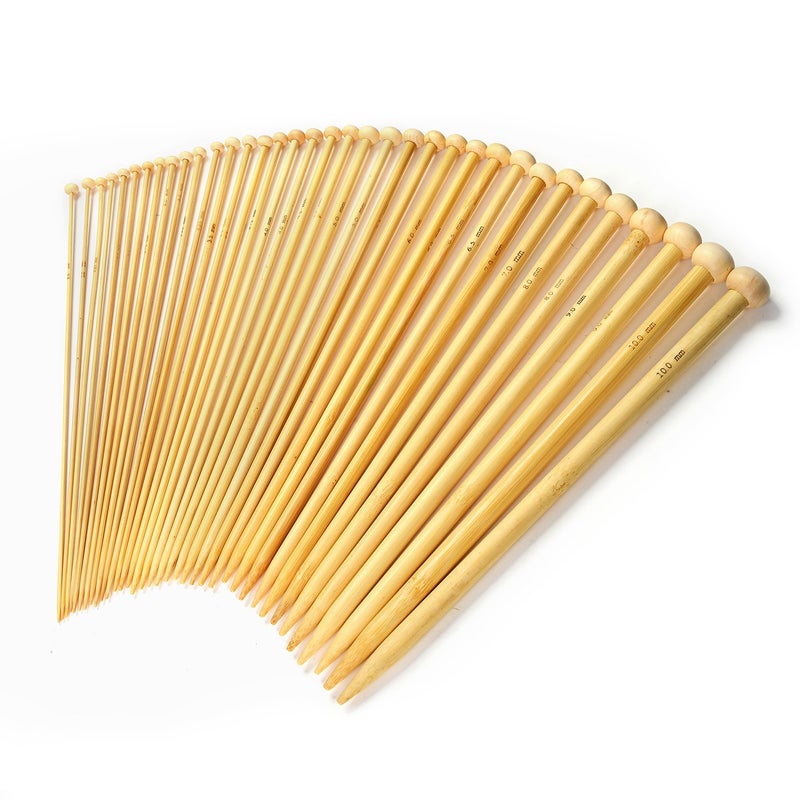 LIHAO Single Point Bamboo Knitting Needles Kit 18 Sizes 36pcs Total