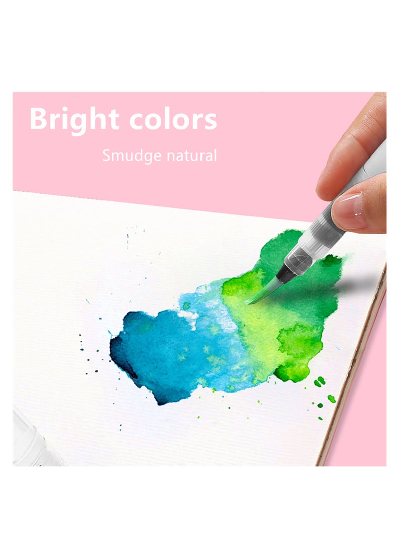 نوفولان مجموعة ألوان مائية صلبة مكونة من 48 لونًا، أدوات فنية، قلم حبر، 7 قطع، تحتوي على أقلام رصاص، فرش، أقلام حبر، إسفنجات، ورق ألوان مائية، سائل تبييض (وردي) - Image 4