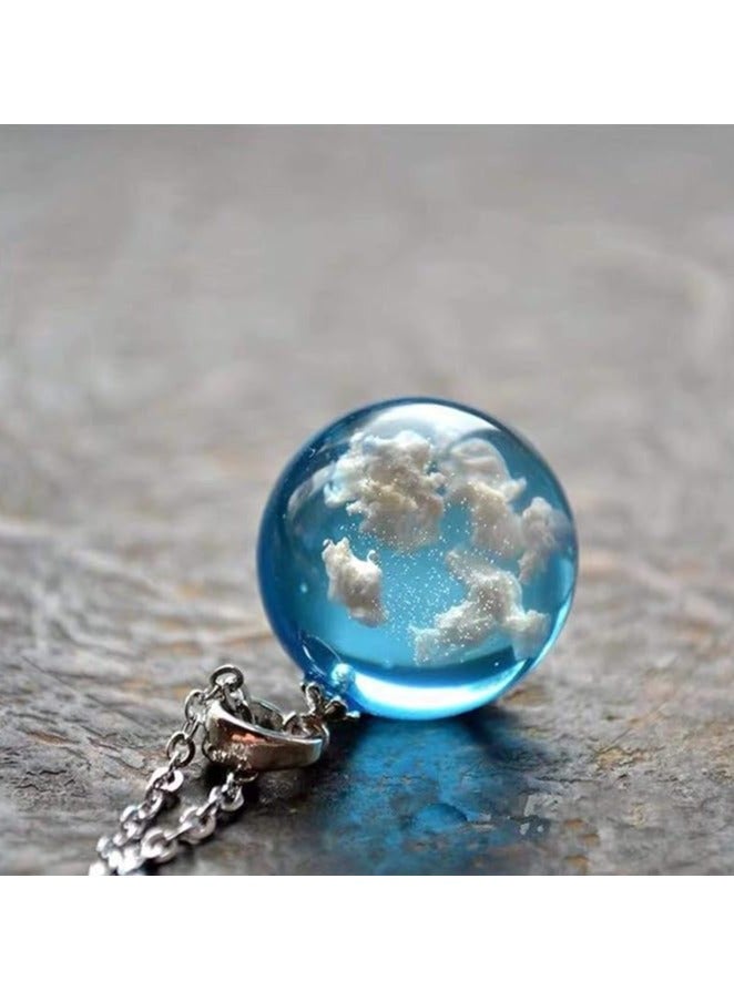 MIRFA Blue Sky & White Clouds Round Ball Resin Pendant  - Image 1