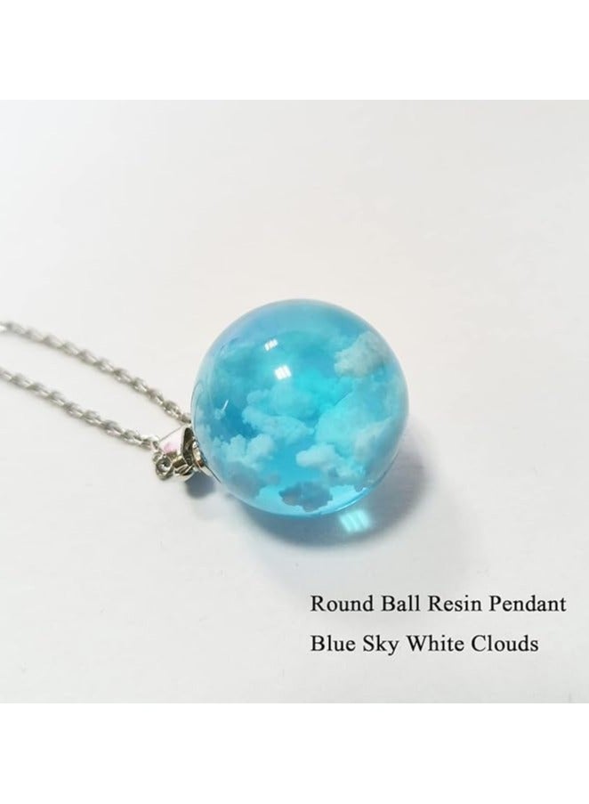 MIRFA Blue Sky & White Clouds Round Ball Resin Pendant  - Image 2