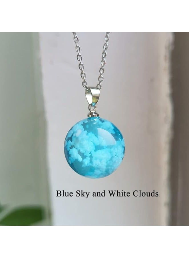 MIRFA Blue Sky & White Clouds Round Ball Resin Pendant  - Image 3