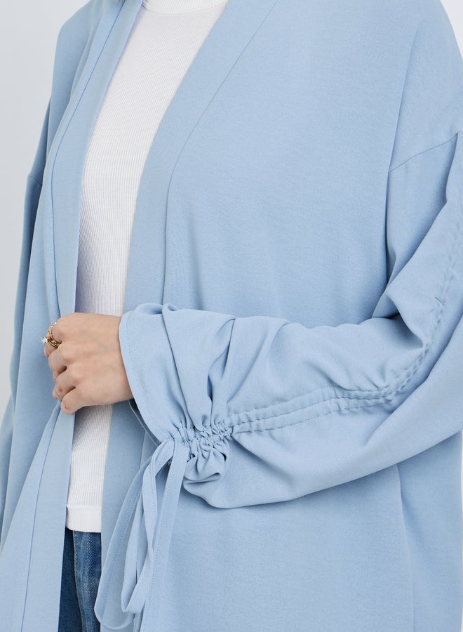 Take Two Solid Ruched Sleeve Front Open Kimono - Image 3