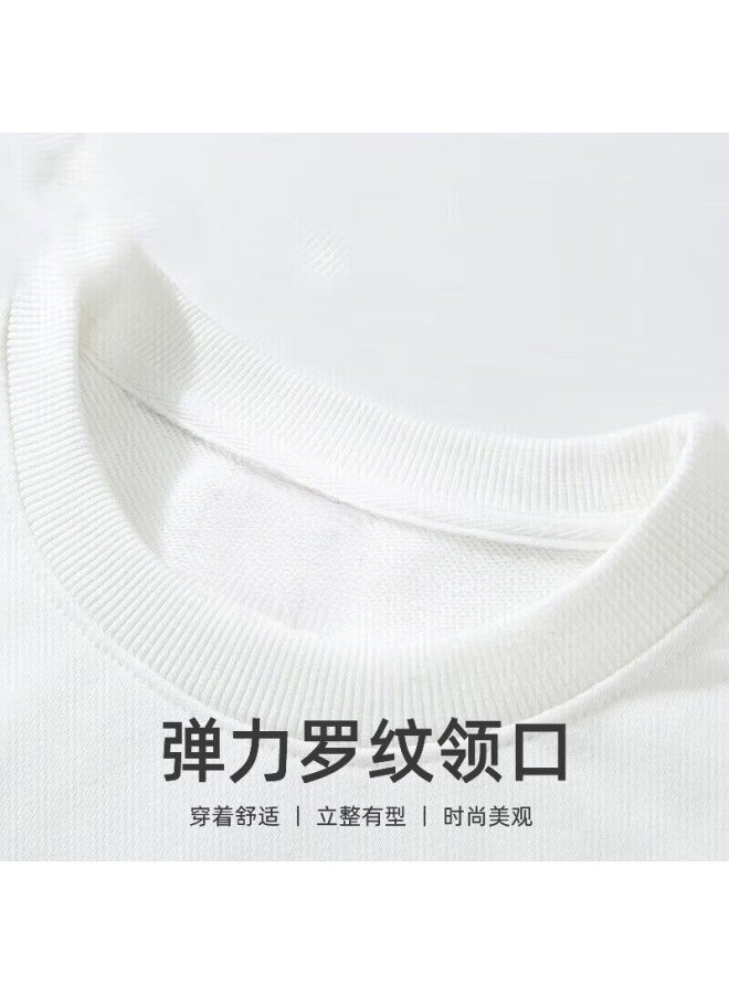 Hipanda Men's Sweatshirt, Autumn American Retro Trendy Brand, Round Neck, Hoodless, Versatile, Comfortable, Loose-fitting Top, White, 2XL - Image 4