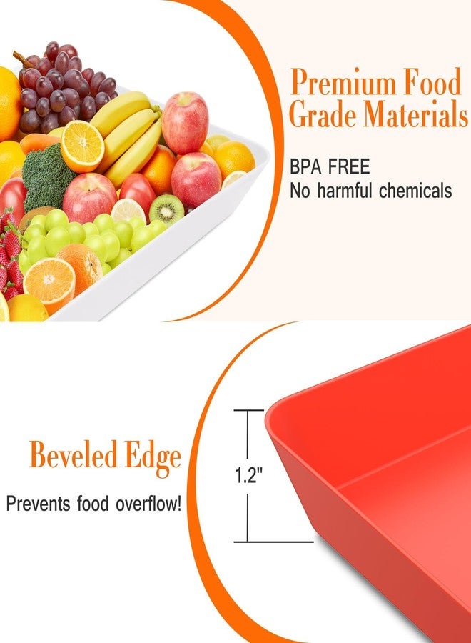 WOWBOX 4 pcs Serving Tray for Entertaining, Serving Platters for Snacks, Fruit, Cookies, Dessert, Reusable Plastic Trays for Serving Food, (White, Black, Green, Red) - Image 3