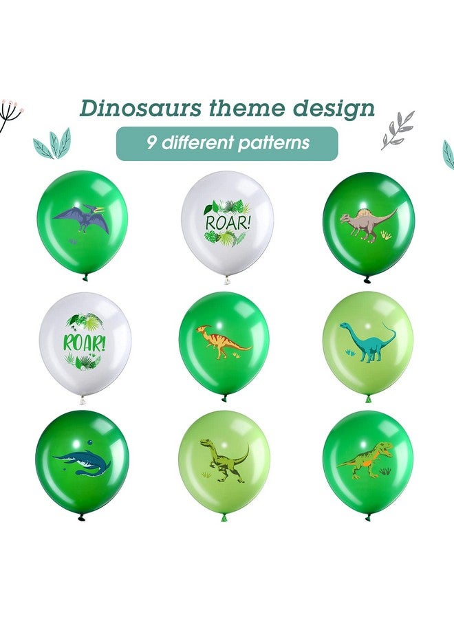 Zomiboo 36 Pcs Dinosaur Balloons Dino Latex Balloons for Children's Birthday Party, 12 Inch Green Dinosaur Printed Pattern Style, Jungle Themed Decoration for Kids Boys Birthday Party Baby Shower - Image 3