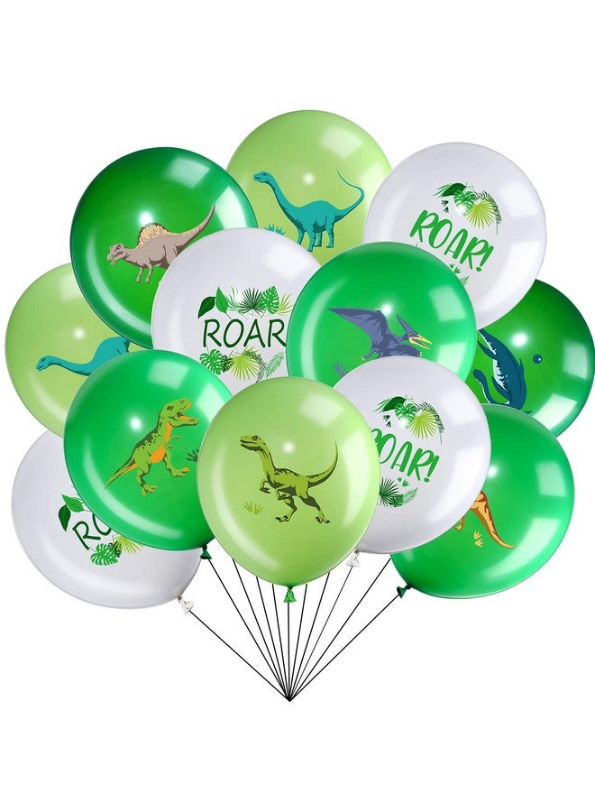 Zomiboo 36 Pcs Dinosaur Balloons Dino Latex Balloons for Children's Birthday Party, 12 Inch Green Dinosaur Printed Pattern Style, Jungle Themed Decoration for Kids Boys Birthday Party Baby Shower - Image 1