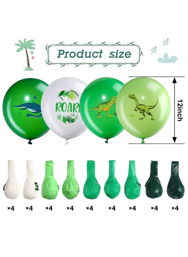 Zomiboo 36 Pcs Dinosaur Balloons Dino Latex Balloons for Children's Birthday Party, 12 Inch Green Dinosaur Printed Pattern Style, Jungle Themed Decoration for Kids Boys Birthday Party Baby Shower - Image 2