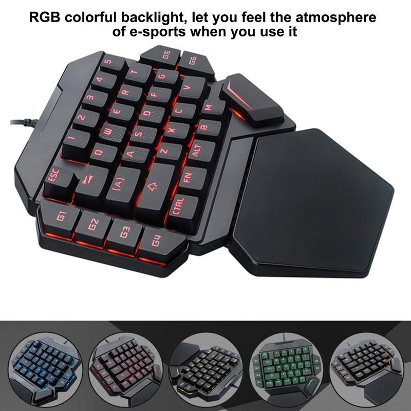 لوحة مفاتيح ألعاب مضاءة بـ RGB بـ 35 مفتاحًا مع 9 أوضاع ألوان لأجهزة الكمبيوتر - Image 5