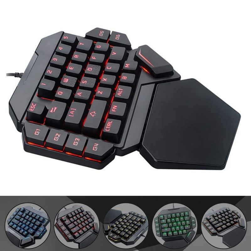 لوحة مفاتيح ألعاب مضاءة بـ RGB بـ 35 مفتاحًا مع 9 أوضاع ألوان لأجهزة الكمبيوتر - Image 3