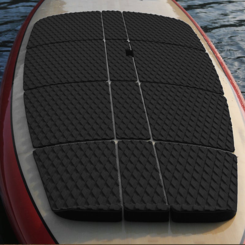 Abahub 12 Piece Surf SUP Deck Traction Pad Premium EVA with Tail Kicker 3M Adhesive for Paddleboard Longboard Surfboard Black - Image 3