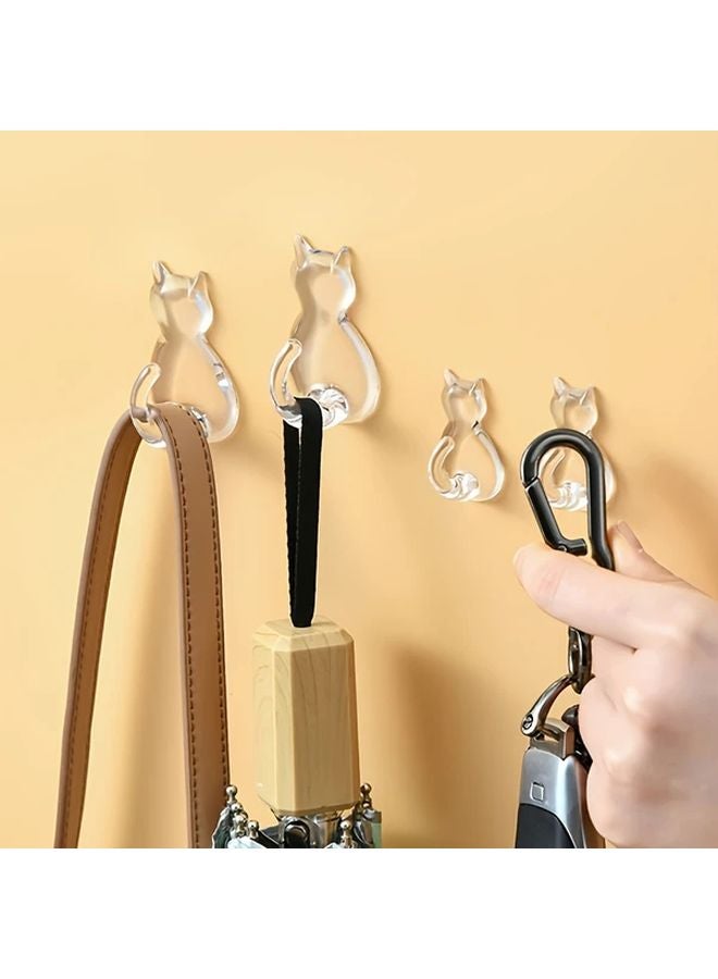 4 قطع من خطافات اللصق الذيل القط بدون حفر، 2 كبير و2 صغير لتنظيم المنزل - Image 2