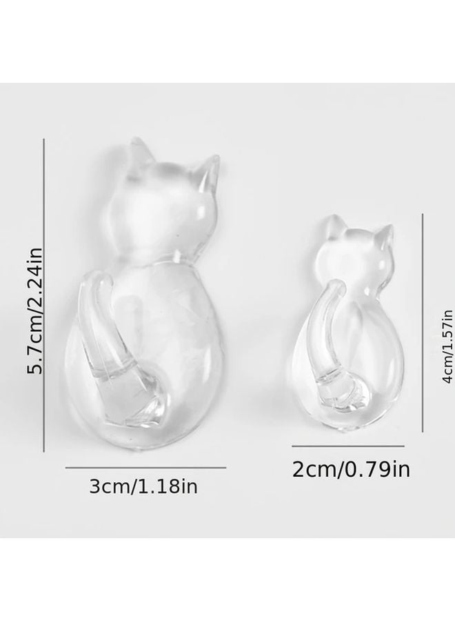 4 قطع من خطافات اللصق الذيل القط بدون حفر، 2 كبير و2 صغير لتنظيم المنزل - Image 4