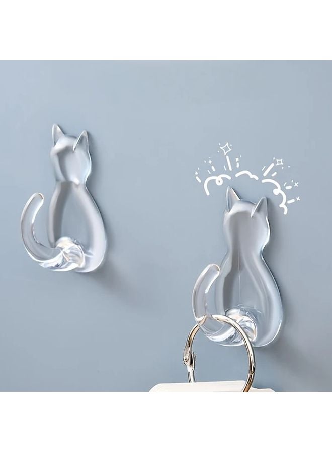 4 قطع من خطافات اللصق الذيل القط بدون حفر، 2 كبير و2 صغير لتنظيم المنزل - Image 3