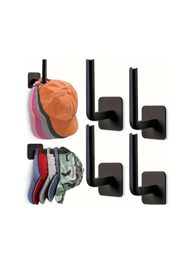 6 قطع رف قبعات أسود مثبت على الحائط منظف بدون حفر خطافات لاصقة توفير للمساحة - Image 2