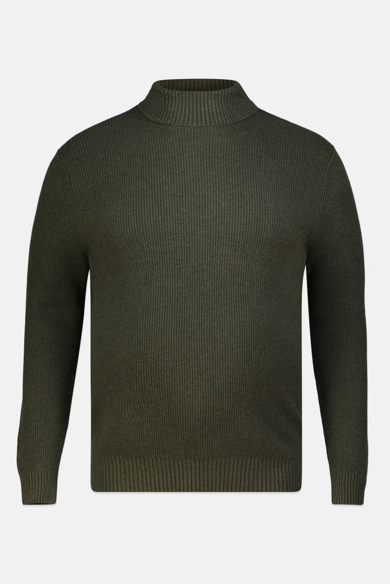 Celio Men Turtle Neck Textured Sweater, Khaki - Image 2