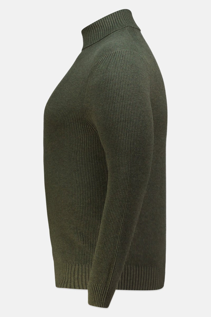 Celio Men Turtle Neck Textured Sweater, Khaki - Image 4
