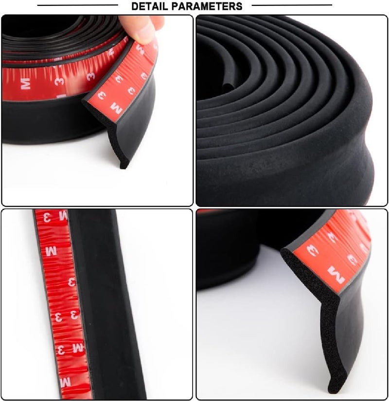 SARTE Car Front Lip Spoiler Exterior Soft Rubber Skirt | Front Bumper Protector Lip | Black Car Body Kit Bumper Lip Side Skirt Rubber Compatible with All Cars Set of 1 (2.5 Meter) - Image 2